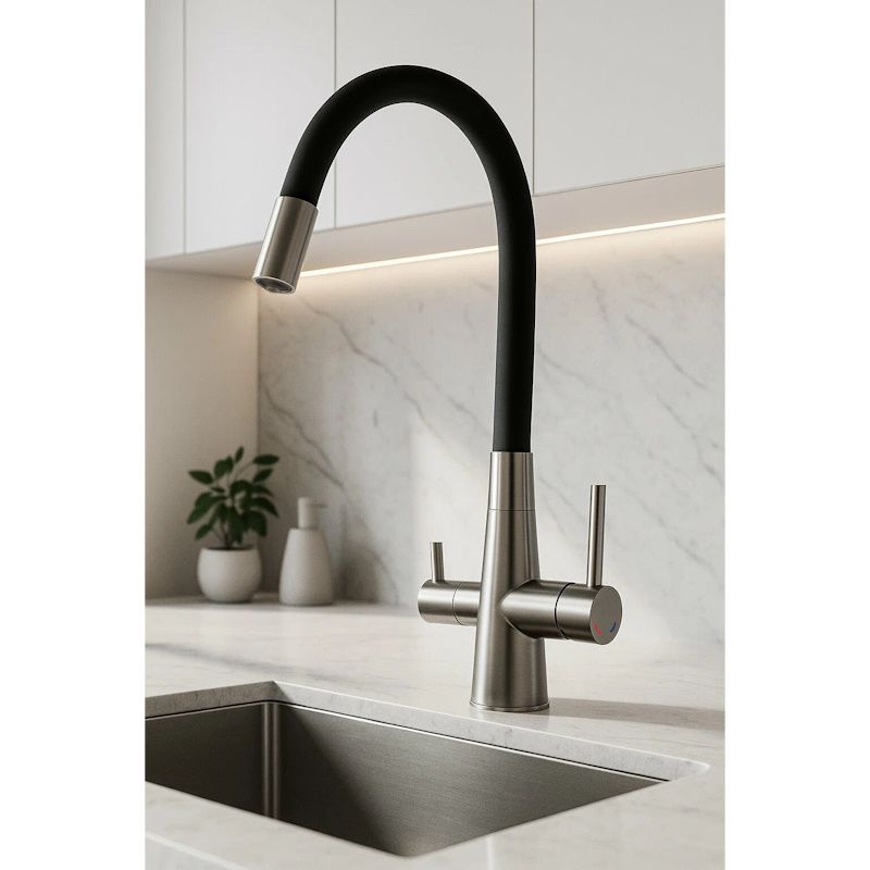 Смеситель для кухни с гибким изливом и подключением фильтра Esko Kitchen CL03GMB, оружейная сталь/черный, артикул CL03GMB