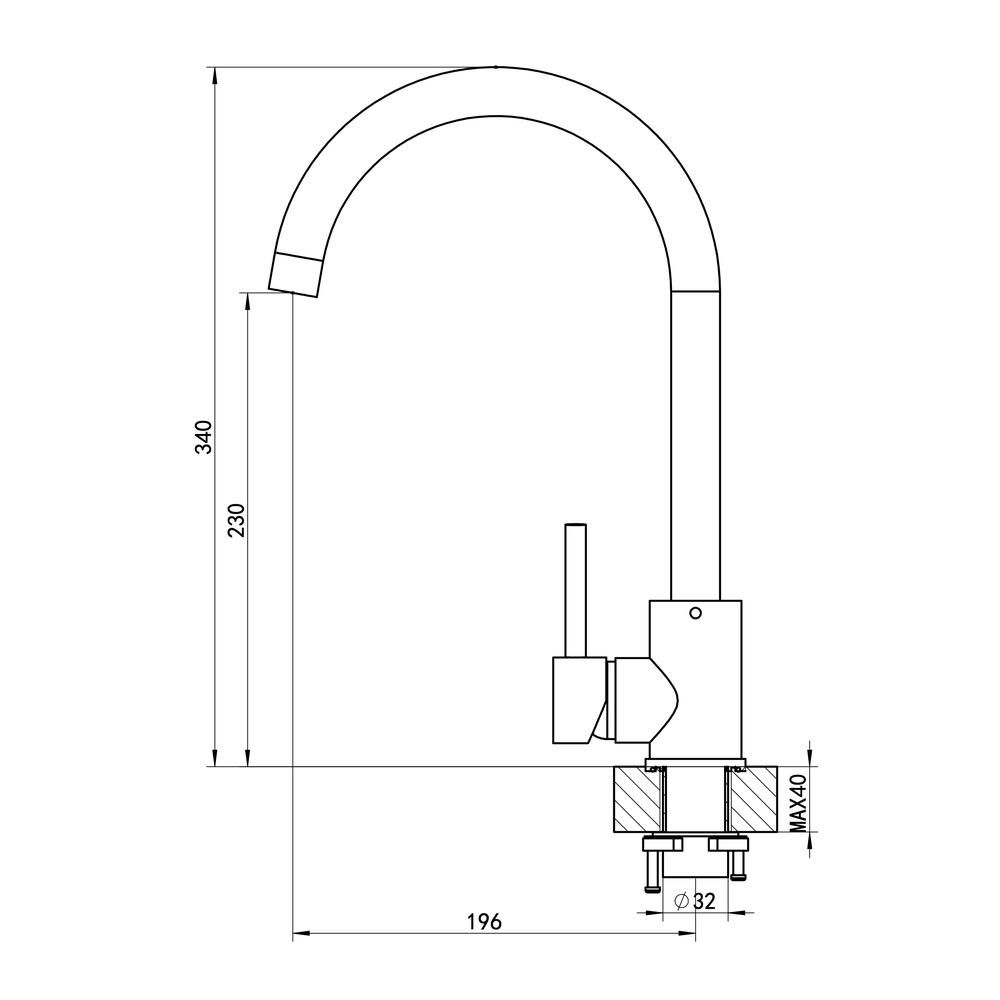 Смеситель для кухни Florentina ЮНА 313.39H.1123.102, черный
