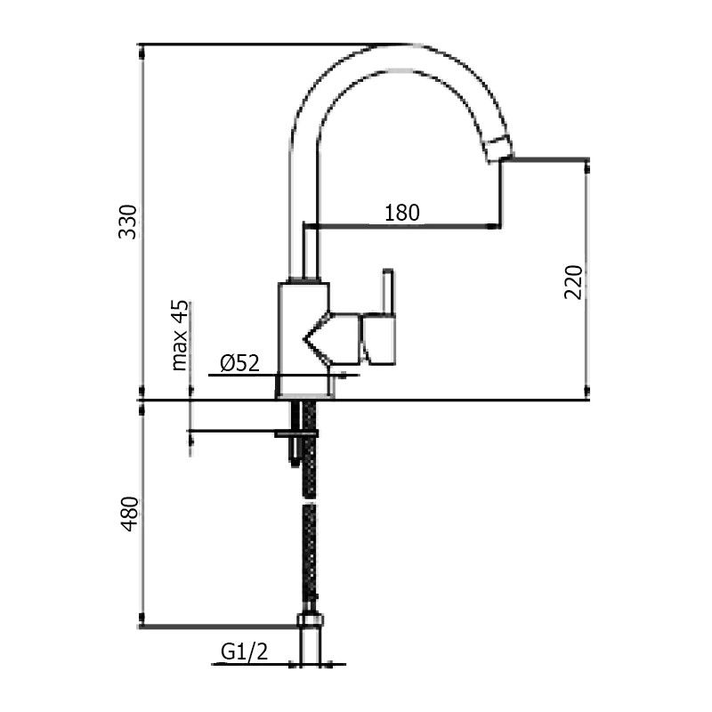 Смеситель для кухни Webert Yen YN920302724, черный/антрацит, артикул YN920302724