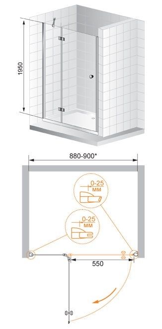 Душевая дверь в нишу Cezares VERONA-W-B-12-100-C-Cr профиль Хром стекло прозрачное