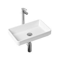 Комплект 3 в 1 Lavinia Boho Bathroom Sink Slim 21510223, накладная фарфоровая раковина 55 см, смеситель с донным клапаном, латунный сифон