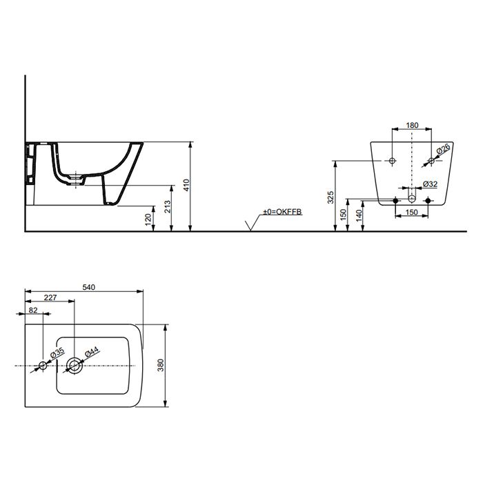 TOTO SP Биде подвесное 540*380*290 мм, цвет: белый