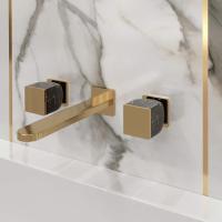 CISAL HI-RISE Смеситель для раковины настенный встраиваемый, двухвентильный, внешняя часть, отделка мрамор NeroMarquinia/Oro24K