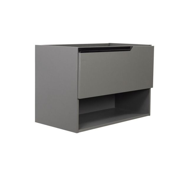 Visobath Eleven, тумба 80 см, 1 ящик и 1 открытая полка, цвет пепельный матовый лак (Ceniza)