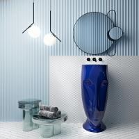 Kerasan Artwork Раковина свободностоящая "MOLOCO", с отверстием для слива в стену, цвет; Blu cobalto lucido