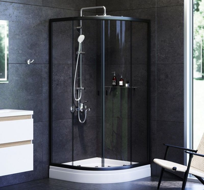 Душевой уголок AM.PM X-Joy Twin Slide 90x90 W88G-205-090BT без поддона профиль Черный стекло прозрачное, артикул W88G-205-090BT