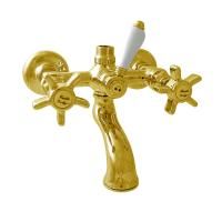 Nicolazzi Dames Anglaises Смеситель для ванны на 2 отверстия, с переключателем ванна/душ, вывод сверху 3/4'' (для душ. стойки), цвет: золото