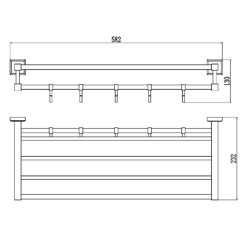 Полка для полотенец Savol S-609544, хром