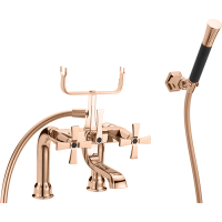 CISAL Cherie Смеситель на борт ванны двухвентильный, с душевым комплектом, цвет розовое золото/черный