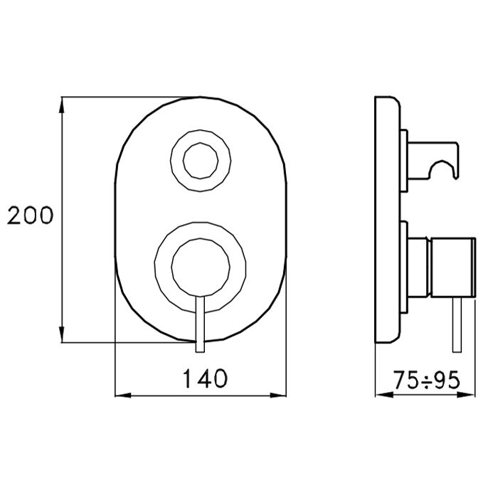 Stella Lucilla Внешняя часть встраиваемого смесителя для ванны/душа 3254MC с авт.переключателем, цвет: хром