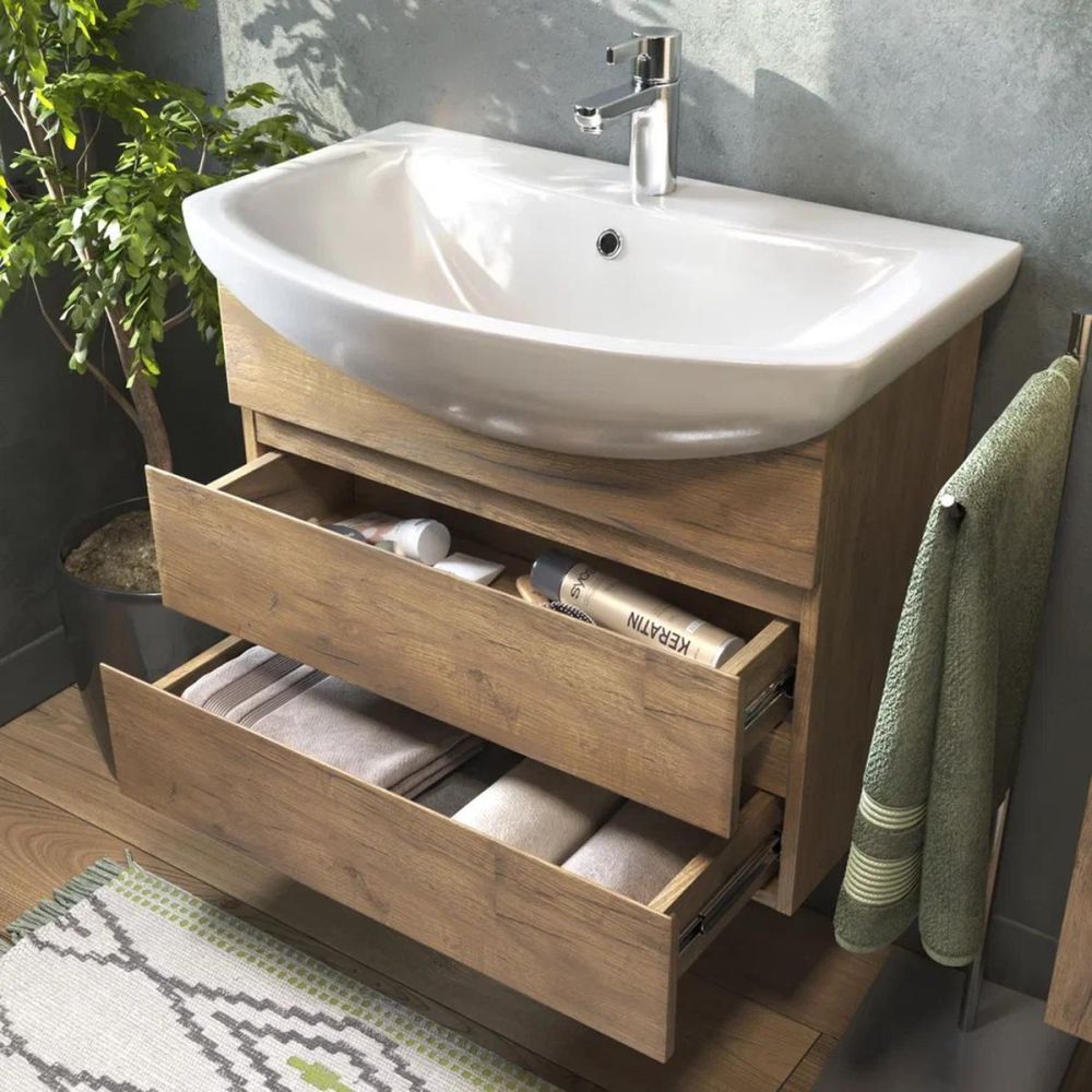 Тумба под раковину подвесная VIGO Wing tp.WIN.BAL.70.2Y дуб золотой, 70 см, артикул tp.WIN.BAL.70.2Y дуб золотой