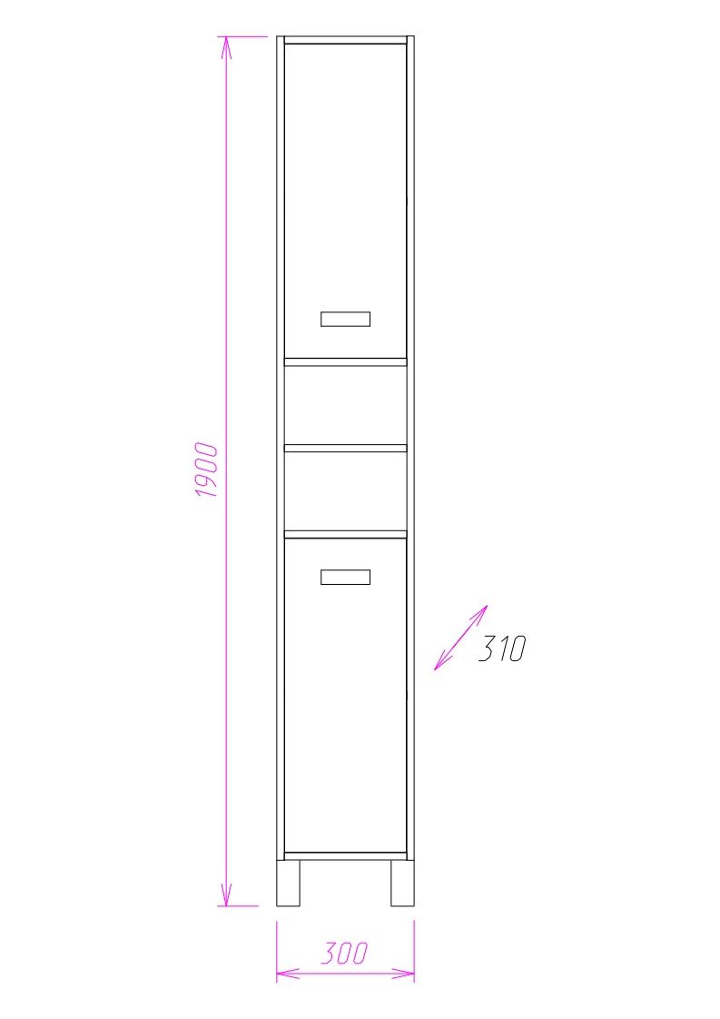 Пенал Onika Гамма 30 напольный, ясень шимо/венге, универсальный