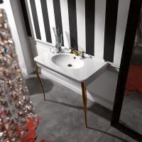 KERASAN Retro Раковина консоль 100х55см с 1 отв. под смеситель, цвет белый, ноги (арт.736093) в комплекте: бронза (упаковка-2 коробки)