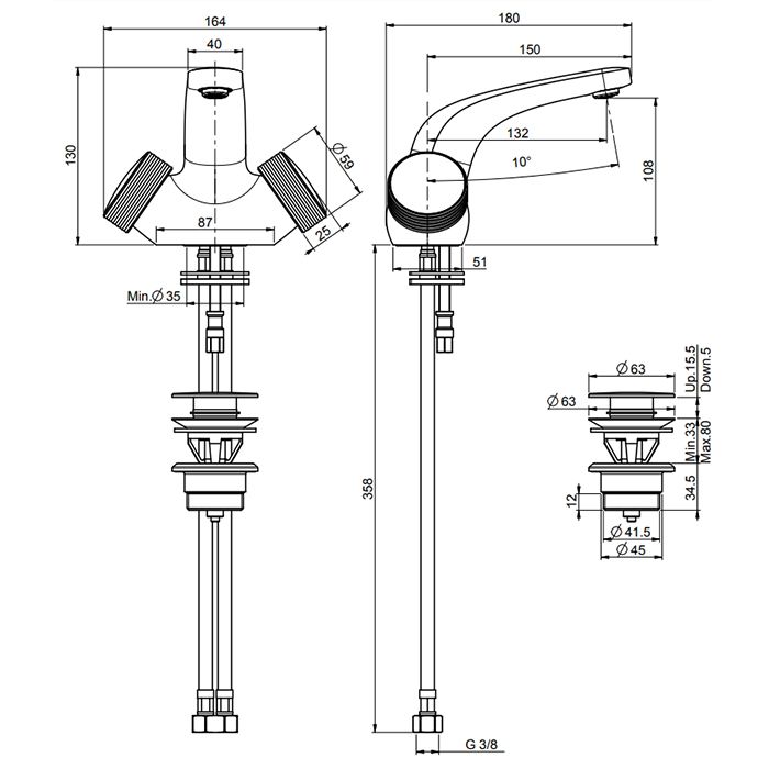 Fima Carlo Frattini Texture Collection Смеситель для раковины, на 1 отв., с донным клапаном, цвет: чёрный матовый