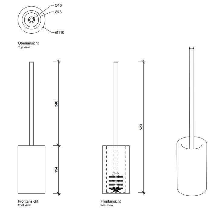 Decor Walther DW 6150 Туалетный ершик h62см, напольный, фарфор, цвет: белый / никель сатинированный ЗАКАЗ ПО ЗАПРОСУ