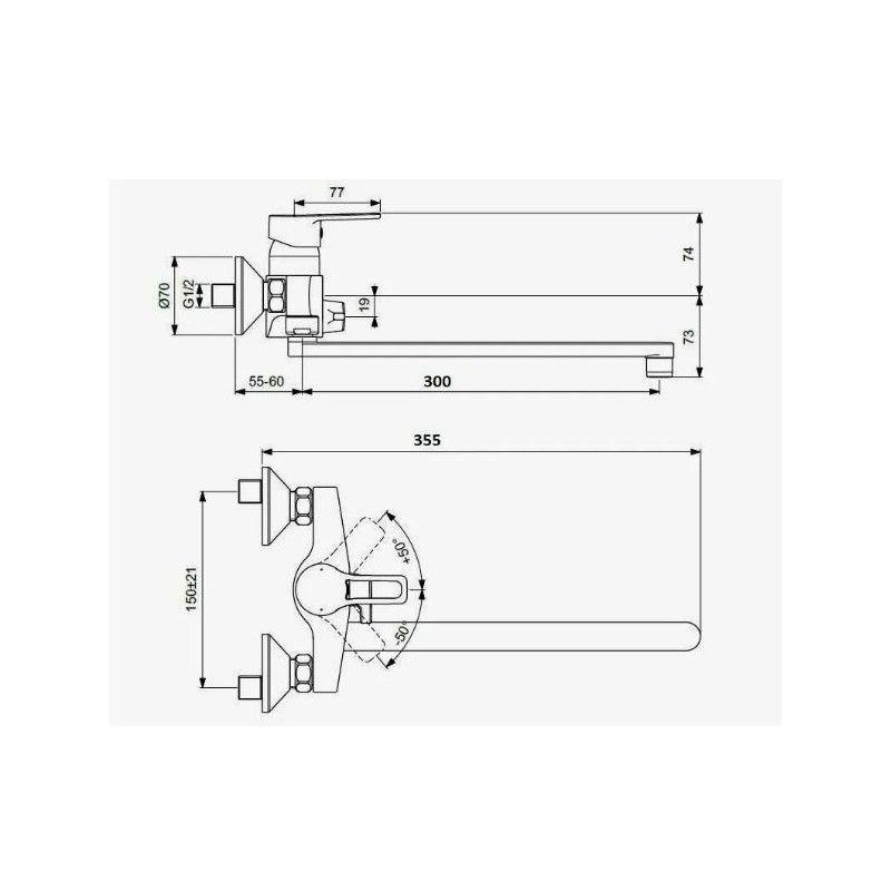 Смеситель для ванны D-Lin D146405-5, хром