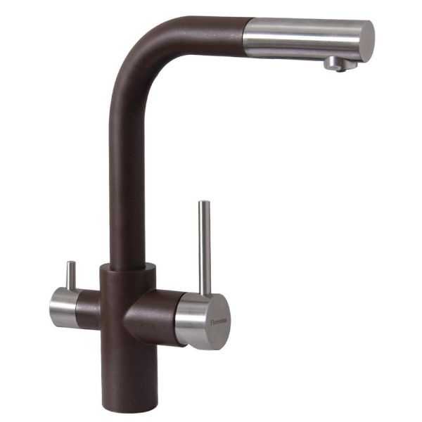 Смеситель для кухни с выдвижным изливом и подключением фильтра Florentina КРИСТАЛЛ 333.32H.2123.206, брауни