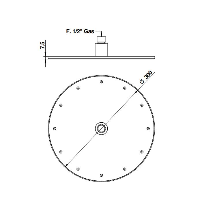 Bongio Soffioni Верхний душ , D300 мм, цвет черный матовый