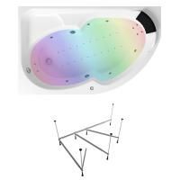 Гидро-аэромассажный комплект с хромотерапией 6 в 1 Lavinia Boho Grance Hill 36167HAC, акриловая ванна 170x105 см (левый разворот), каркас с монтажным набором, подголовник, хромотерапия, аэромассаж, гидромассаж