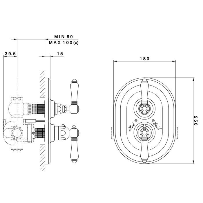 Внутренняя часть, Nicolazzi, назначение-для термостата, стандарт подвода воды-3/4", комплектация-с запорным вентилем