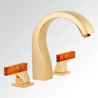 THG GINKGO Смеситель на борт ванны на 3 отверстия, без ручного душа, цвет полированное золото