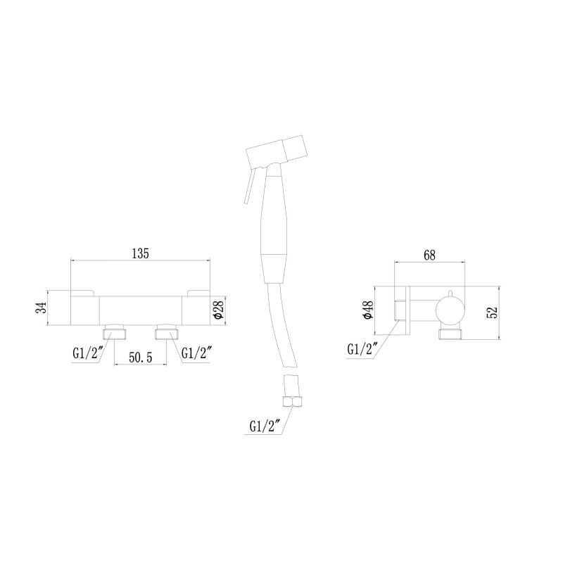 Гигиенический душ без смесителя Fmark FS-FXQ01H, черный
