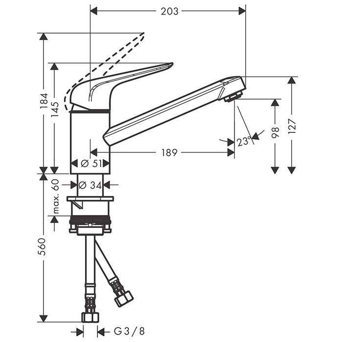 HG Focus M42 Кухонный смеситель на 1 отв, однорычажный, поворотный излив 189мм, h98мм, 1jet, цвет: под сталь HG Focus M42 Кухонный смеситель на 1 отв, однорычажный, поворотный излив 189мм, h98мм, 1jet, цвет: под сталь