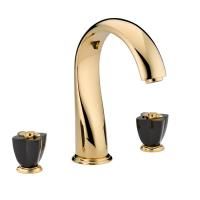 THG PETALE DE CRISTAL NOIR Смеситель на борт ванны на 3 отверстия, без ручного душа, цвет полированное золото