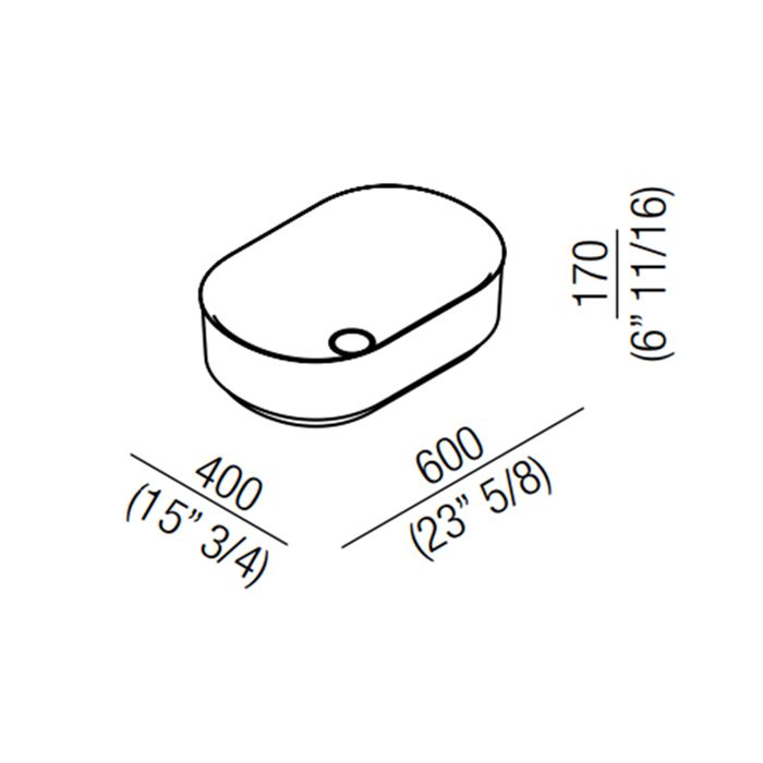 Agape Immersion Раковина накладная овальная 60x40x17 см, без отв., цвет: белый Agape Immersion Раковина накладная овальная 60x40x17 см, без отв., цвет: белый