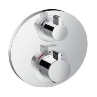 Смеситель для душа, Hansgrohe, Ecostat S, с запорным/переключающим вентилем, на 2 потребителя, тип открывания воды-вентильный, тип регулирования воды-термостатический картридж, монтаж-настенный встраиваемый, отверстия для монтажа-1, внутренняя часть-необх Смеситель для душа, Hansgrohe, Ecostat S, с запорным/переключающим вентилем, на 2 потребителя, тип открывания воды-вентильный, тип регулирования воды-термостатический картридж, монтаж-настенный встраиваемый, отверстия для монтажа-1, внутренняя часть-необх