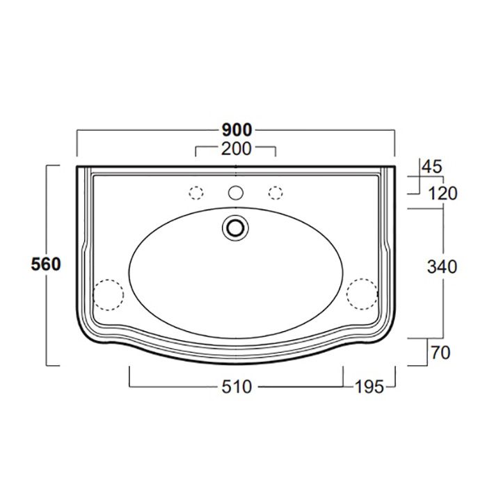 SIMAS Arcade 90, раковина 90*56, с 1 отв. под смеситель, цвет: белый SIMAS Arcade 90, раковина 90*56, с 1 отв. под смеситель, цвет: белый