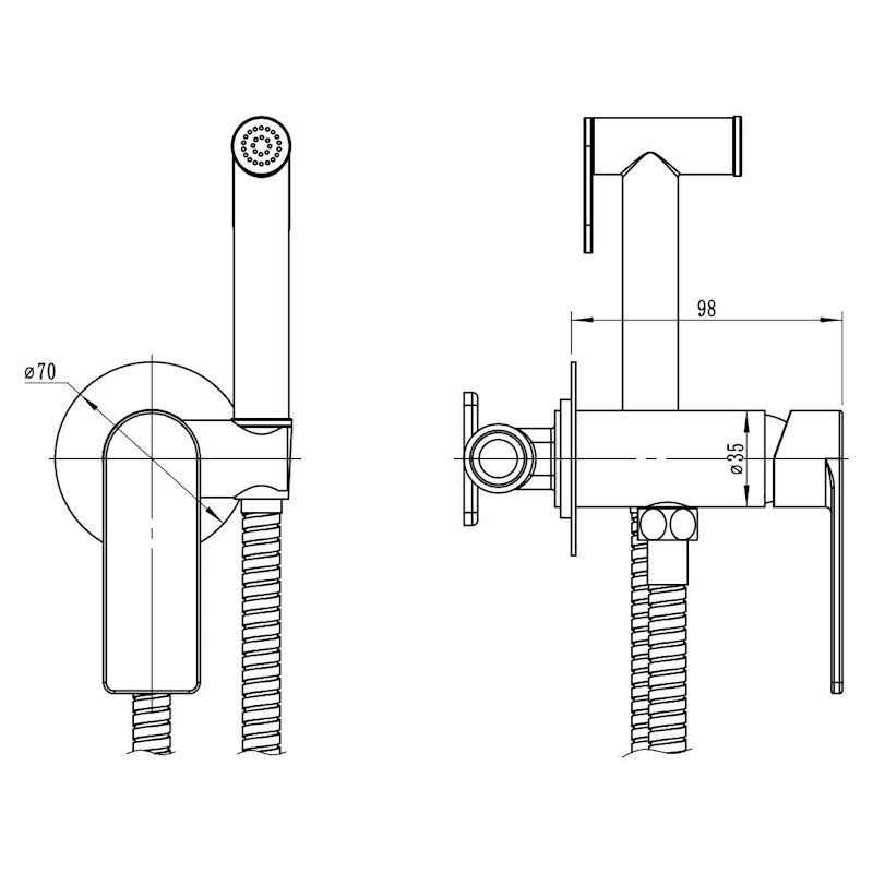 Гигиенический душ со смесителем встраиваемый VODA NVSMHRG, розовое золото