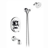 Nicolazzi P.m. Blanc A Смеситель для ванны однорычажный, встраиваемый, с изливом 160мм и ручным душем, ручки состаренная керамика, цвет: хром