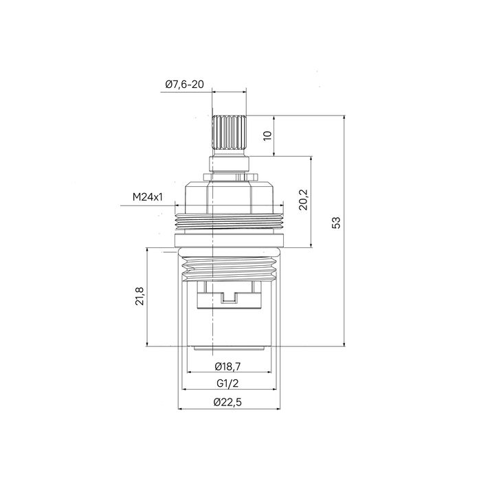 Кран-букса для смесителя IDDIS Optima Home керамика, пластик, 90°, 20 зубцов, G1/2", h=53 мм (998PP531SM), артикул 998PP531SM