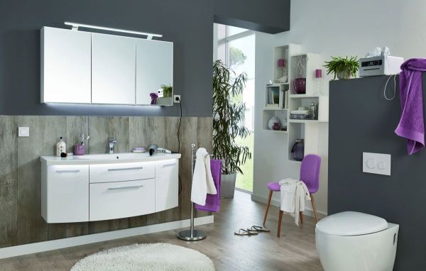 Комплект мебели Puris Vuelta с раковиной из минерального литья, 1400 мм, цвет белый высокоглянцевый