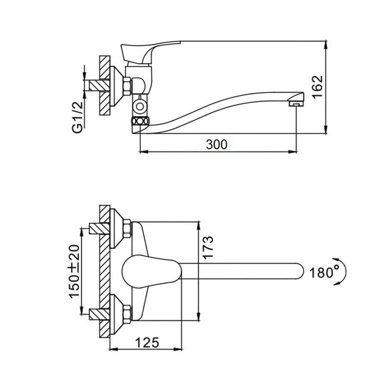 Смеситель для ванны D-Lin D140305, хром