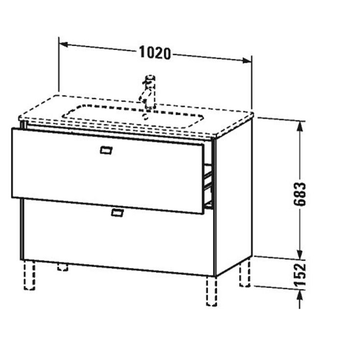 Duravit ME by Starck Раковина для мебели с перел., с 1 отв. под смес., 1030x490мм, Цвет: Белый, артикул 2336100000