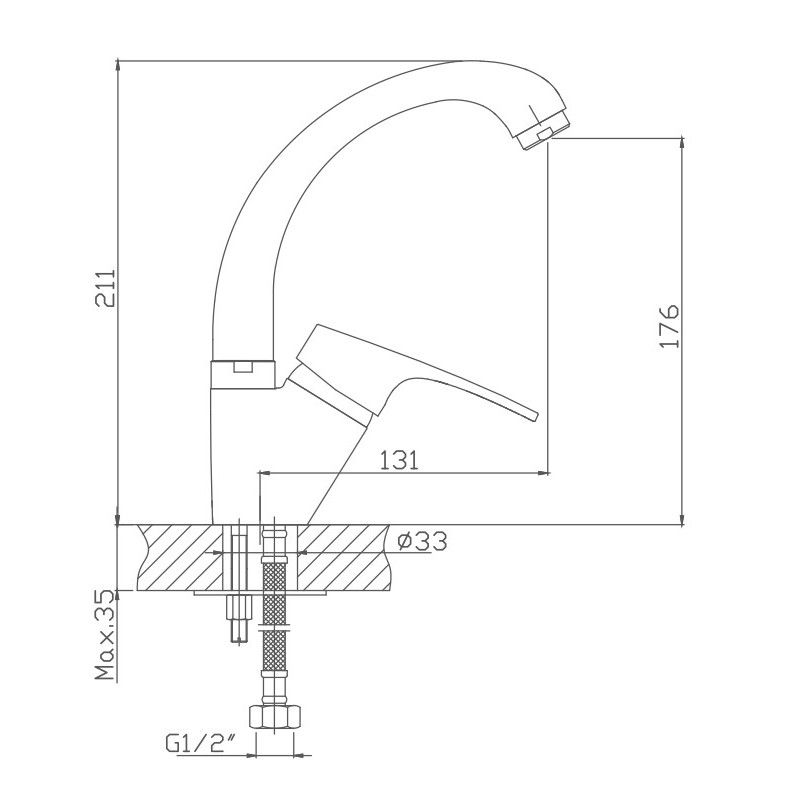 Смеситель для кухни Haiba HB1216, хром