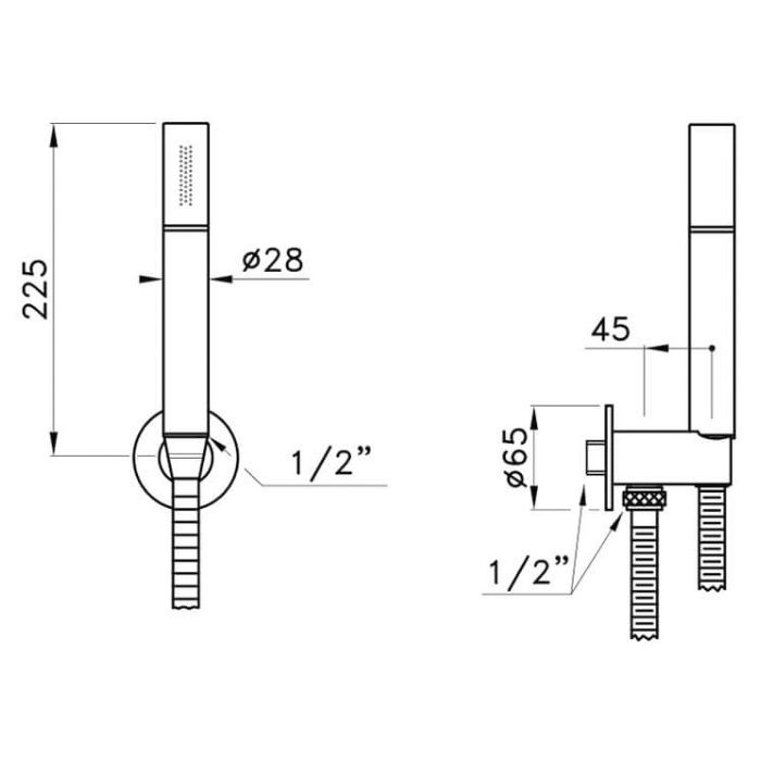 STELLA Душевой комплект с ручным душем, держателем с подводом воды и шлангом, цвет Nickel lucido PVD