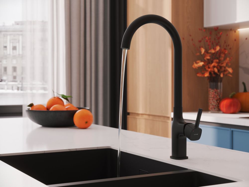 Смеситель для кухни Cersanit ELIO однорычажный черный (68261), артикул 68261