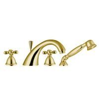Fima Carlo Frattini Olivia Смеситель на борт ванны, на 4 отв., с ручным душем, цвет: золото