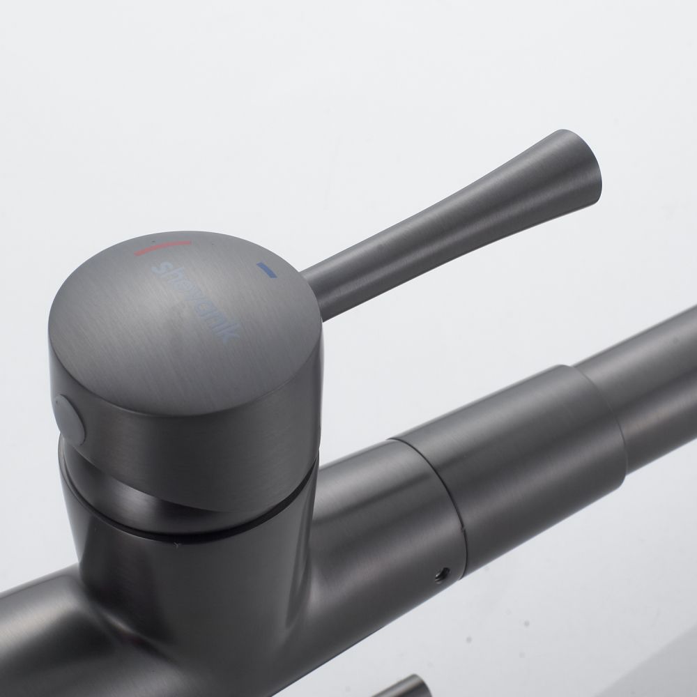 Смеситель для кухни с подключением фильтра Shevanik S428T, оружейная сталь