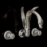 Devon&Devon Excelsior Swan Смеситель для раковины на 3 отв. для настенного монтажа, цвет: блестящий никель.