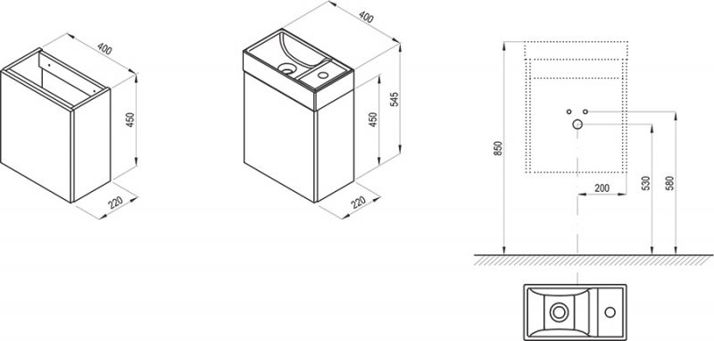 Тумба под раковину Ravak SD Veda 40 X000001386 Белый глянец