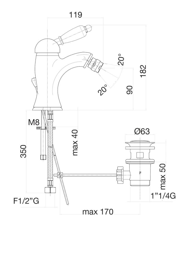 Смеситель для биде Fiore IMPERIAL 83CO5321, хром/золото