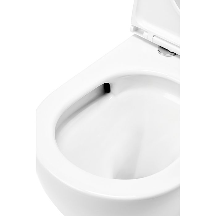 Унитаз, TECE, TeceSpring R, безободковый (с открытым смывным краем), тип установки-подвесной, ширина, мм-360, глубина, мм-530, высота, мм-350, форма чаши-овальная, выпуск-горизонтальный, материал-керамика, сиденье-в комплекте, цвет-белый, в усиленной упак