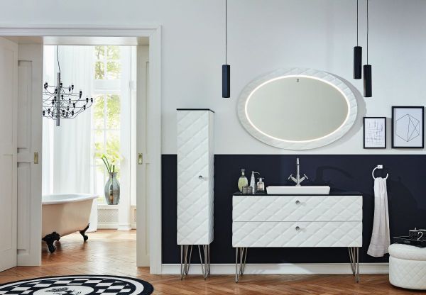 Комплект мебели Puris Diamond Line с раковиной из минерального литья, 900 мм, цвет белый диамант