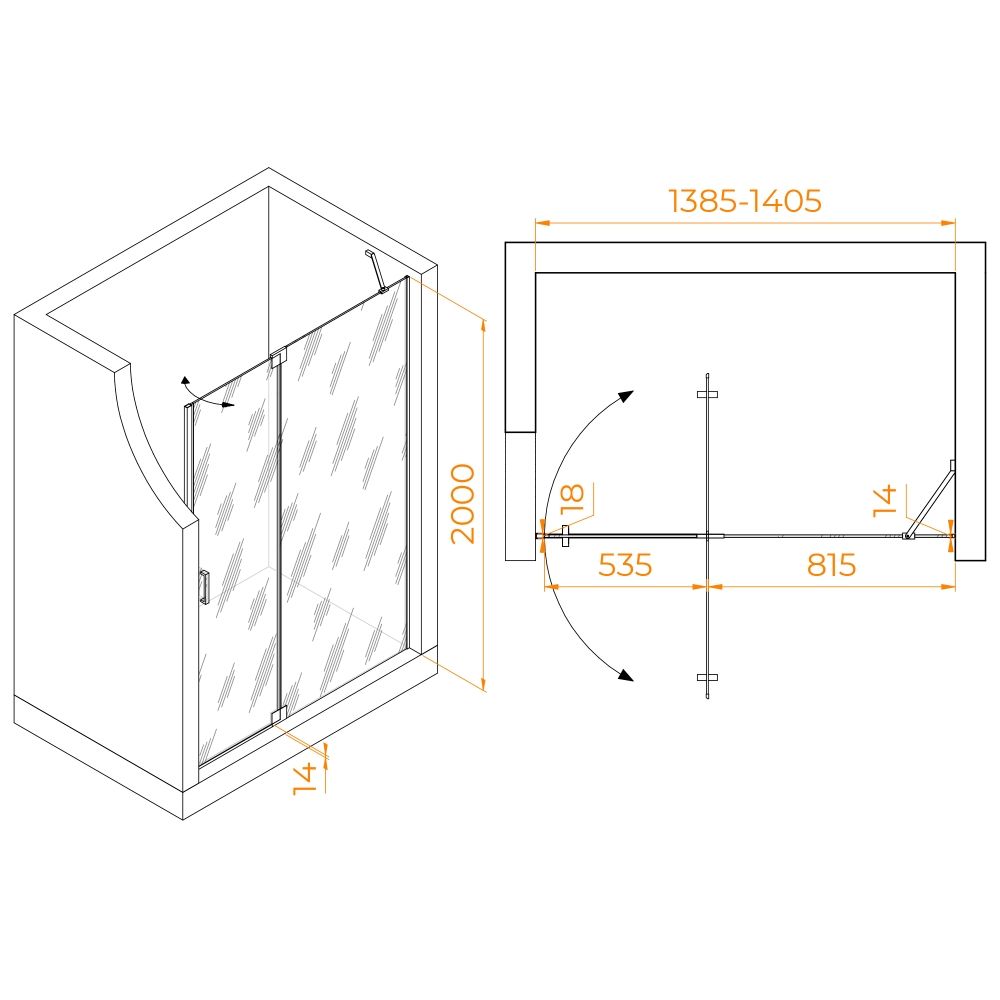 Душевая дверь RGW HO-014B (Прозрачное, 1400)