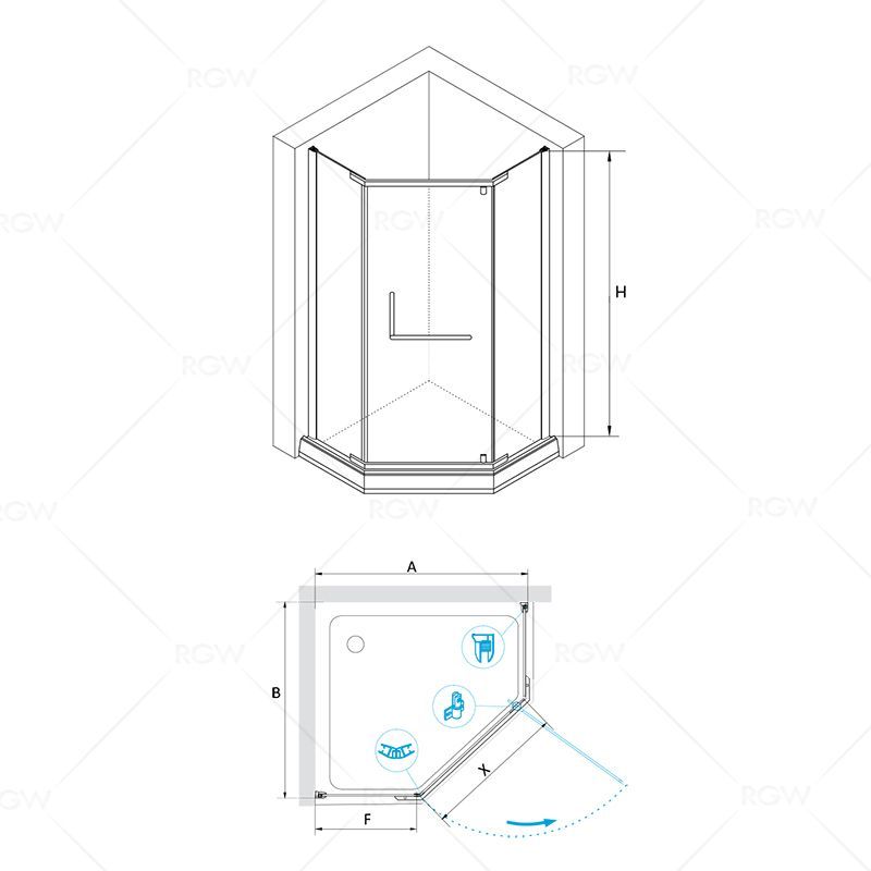 Душевой уголок RGW PA-081 (800x800, Прозрачное)