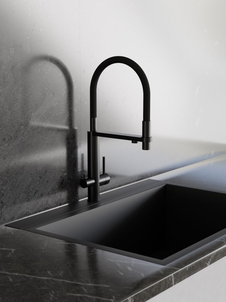 Смеситель для кухни с подключением фильтра Knotlor SS-15/BL, черный, артикул SS-15/BL